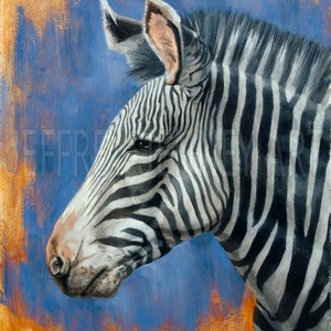 Zebra Print - Fine Art Print From An Original Painting - 8x10 - By Jeffrey Jenney - Wildlife Art - Zebra Painting - Zebra Art