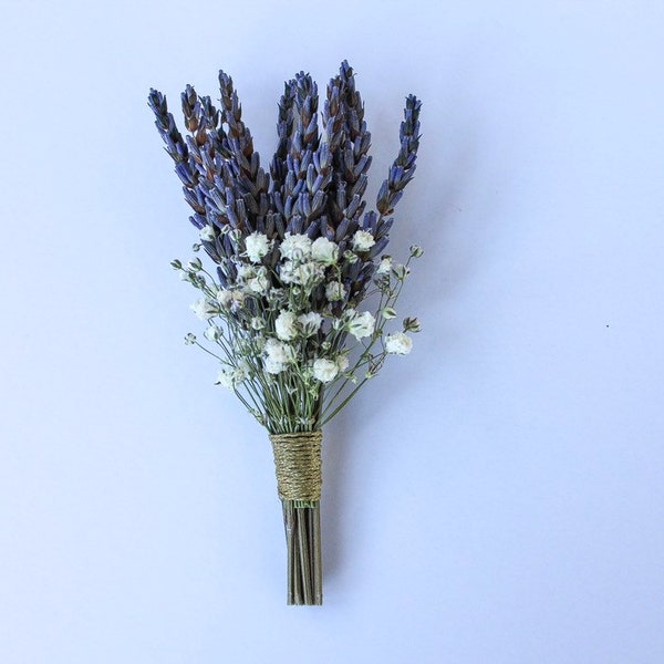 Dried Lavender and Baby's Breath Boutonniere