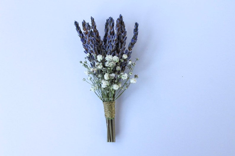 Dried Lavender and Baby/'s Breath Boutonniere