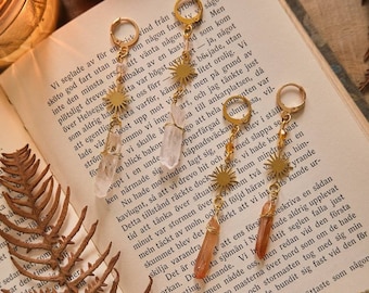 Crystal Earrings, Quartz Crystal, Star Jewelry