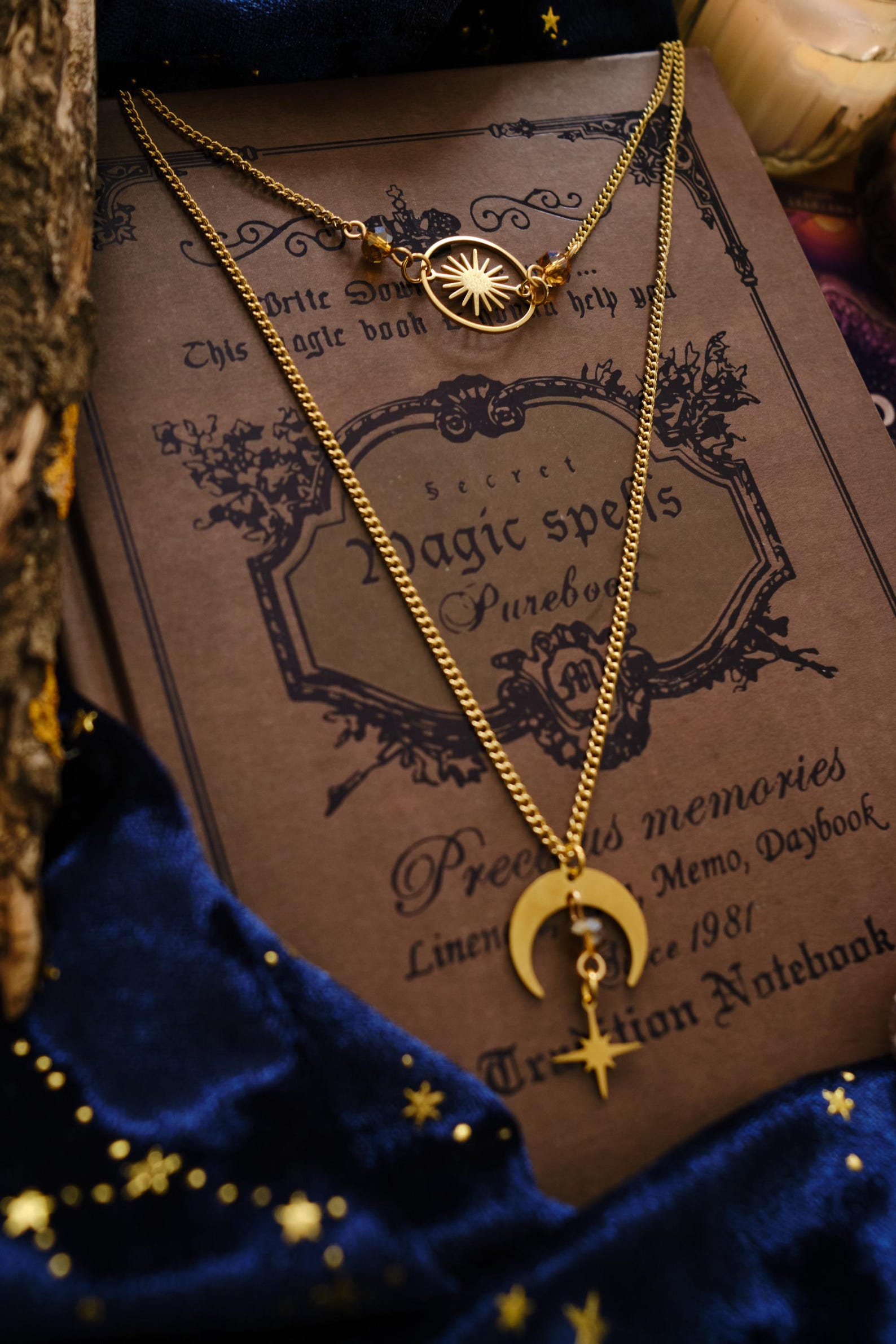 Witchy Choker Necklace, Celestial Moon and Star Jewelry, Whimsigoth ...