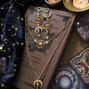 Witchy Choker Necklace, Celestial Moon and Star Jewelry, Whimsigoth ...