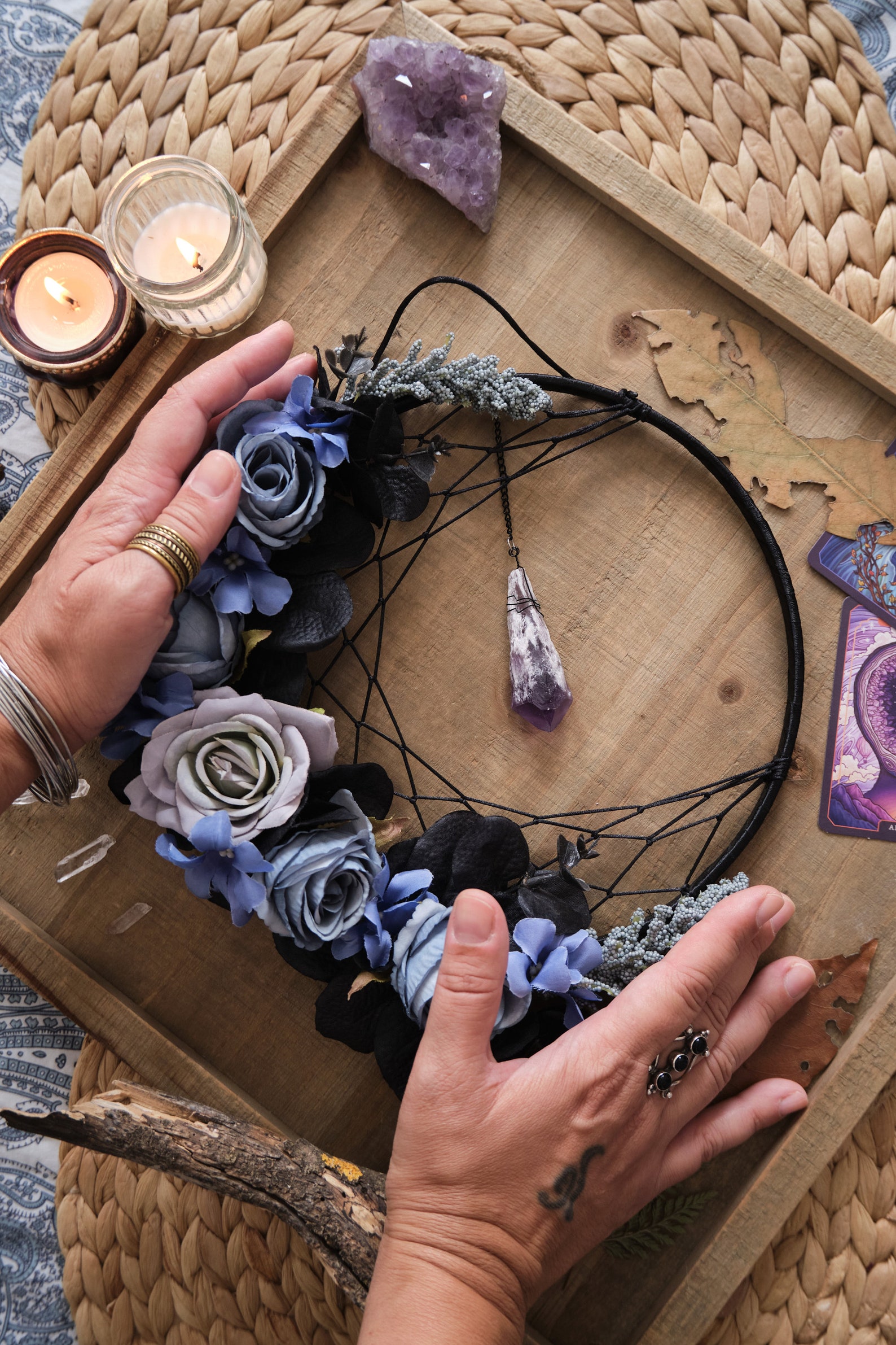 Amethyst Crystal Dream Catcher Moon Wall Hanging - Etsy