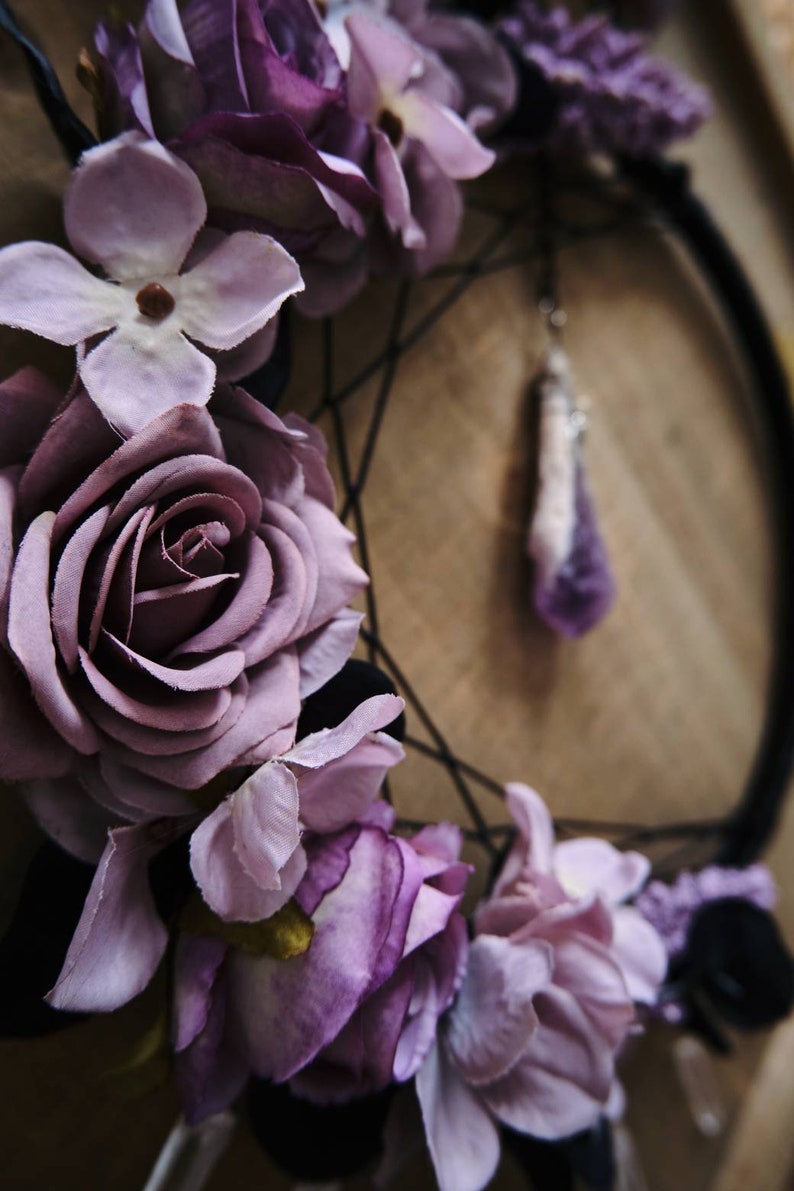 Amethyst Crystal Dream Catcher Moon Wall Hanging - Etsy