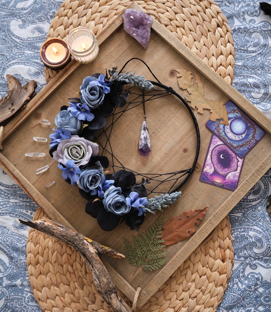 Amethyst Crystal Dream Catcher Moon Wall Hanging - Etsy