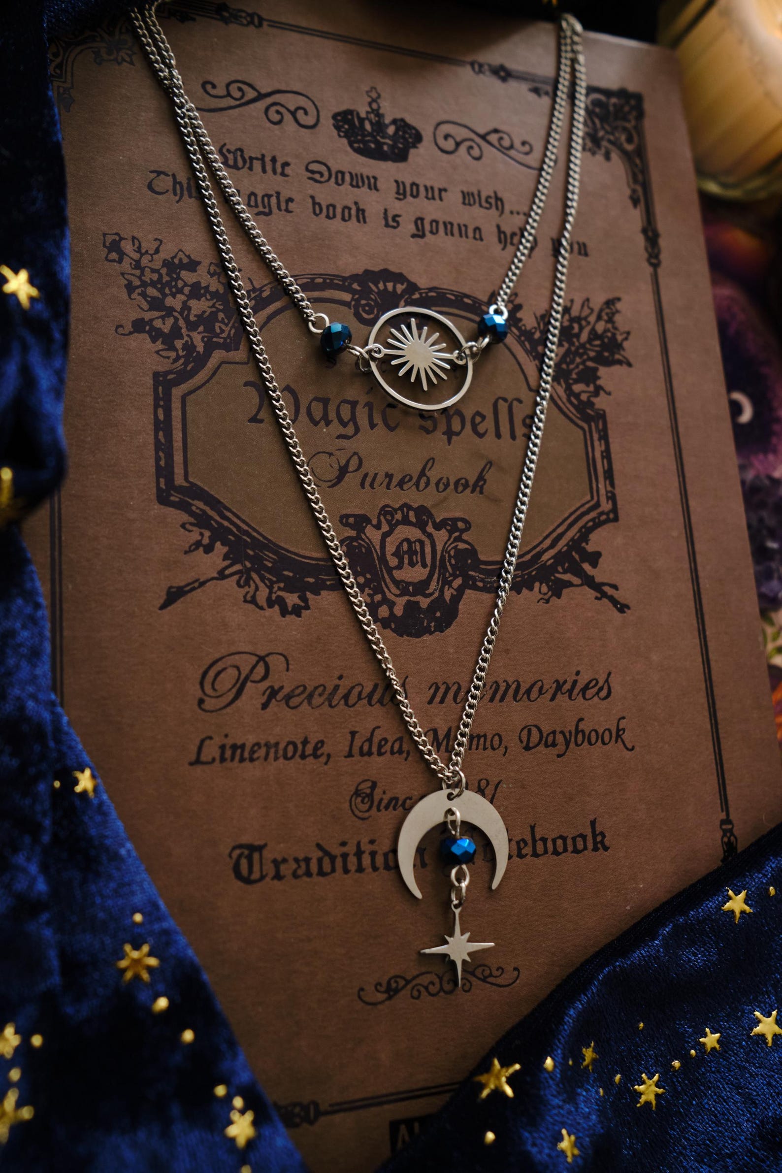 Witchy Choker Necklace, Celestial Silver Moon and Star Jewelry - Silver ...