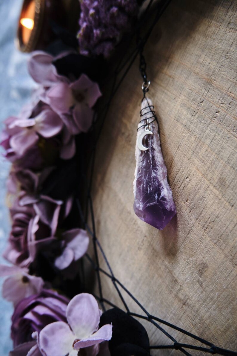 Amethyst Crystal Dream Catcher Moon Wall Hanging - Etsy