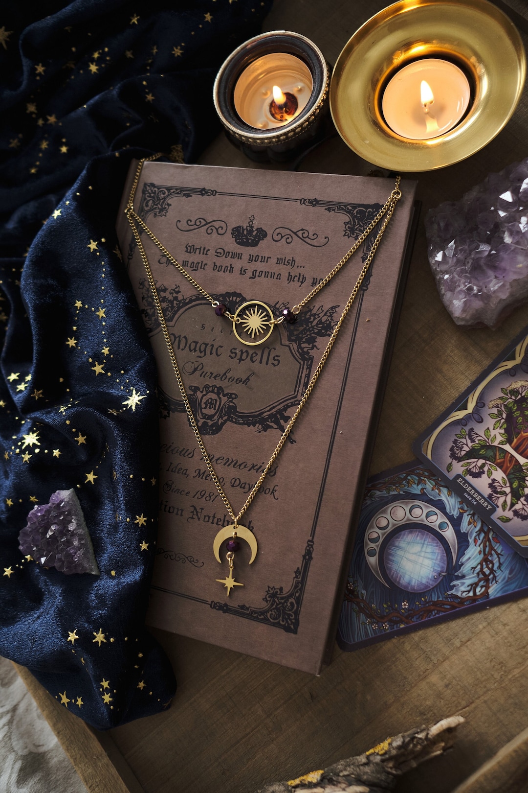 Witchy Choker Necklace, Celestial Moon and Star Jewelry, Whimsigoth ...