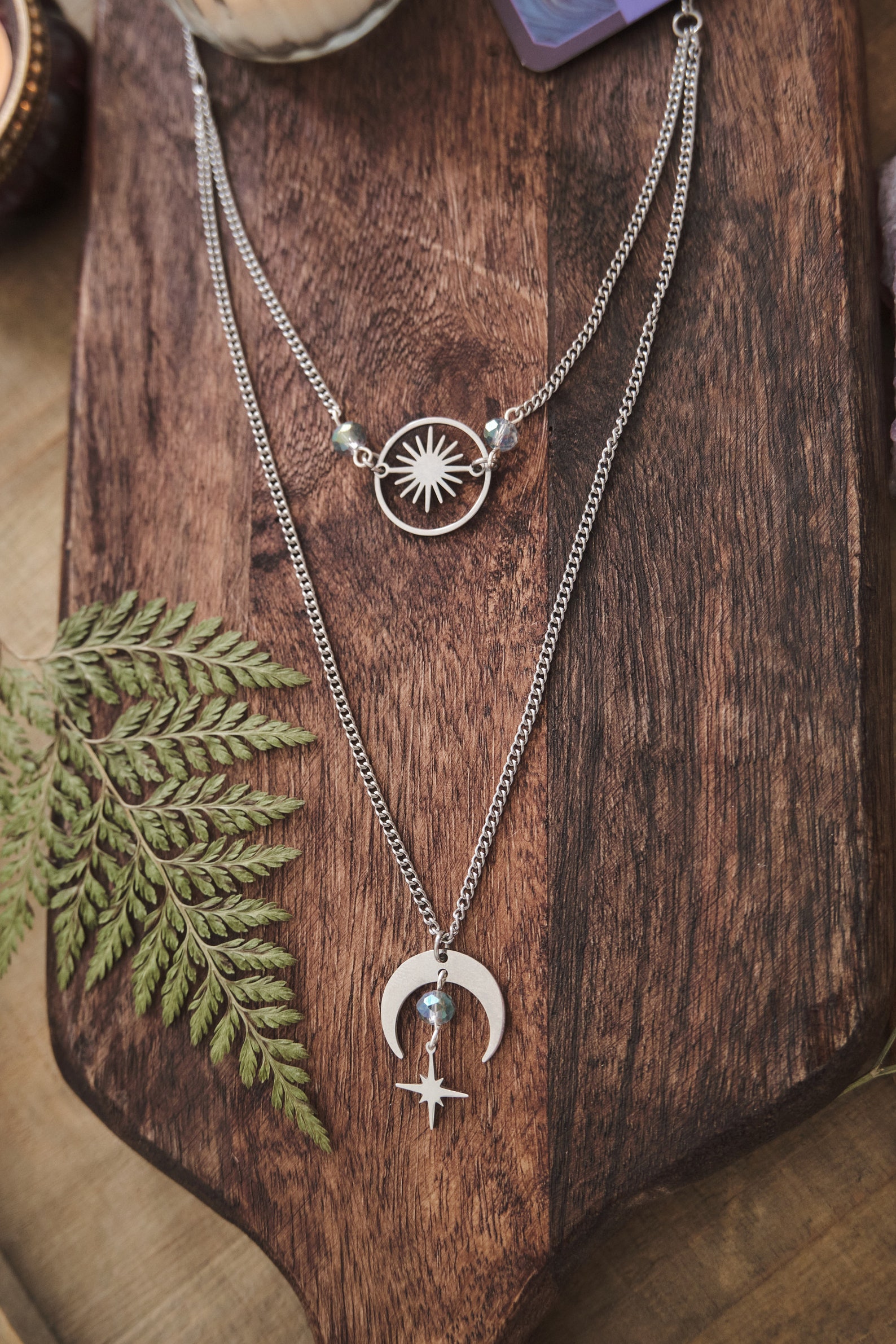 Witchy Choker Necklace, Celestial Silver Moon and Star Jewelry - Silver ...