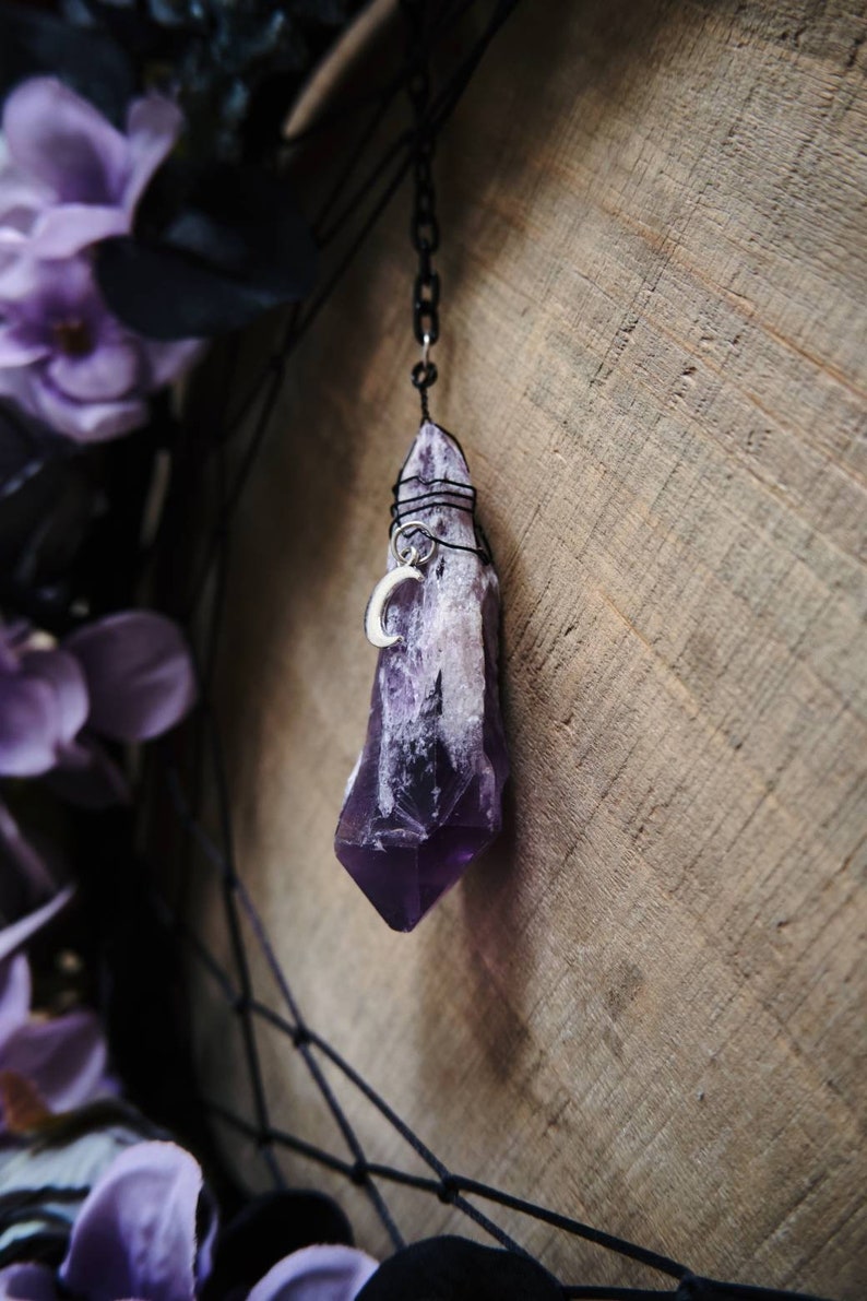 Amethyst Crystal Dream Catcher Moon Wall Hanging - Etsy