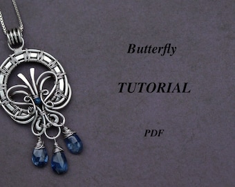Draht Gewickelt Schmetterling Anhänger Tutorial: Schmuckherstellung (PDF-Muster)