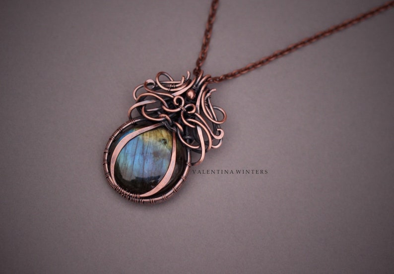 labradorite pendant labradorite jewelry,copper necklace women jewelry Copper wire jewelry pendant wire wrapped jewelry women jewelry