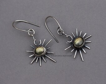 Labradorite silver earrings, handmade earrings, silver earrings, unique earrings, artisan jewelry, artisan earrings