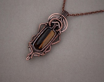 Copper jewelry, Copper wire jewelry, copper pendant, jewelry, Tiger eye jewelry, necklace, wire wrapping,  wire wrapped jewelry