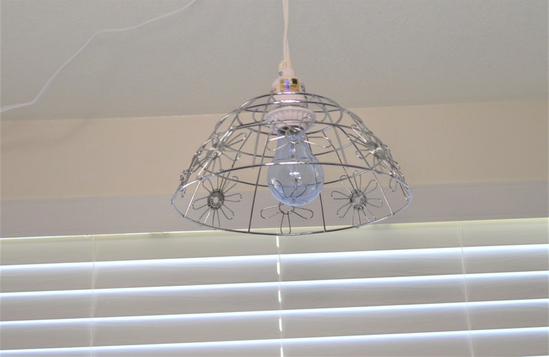 Silver Metal Basket Swag Lamp Pendant Light Ceiling Lamp