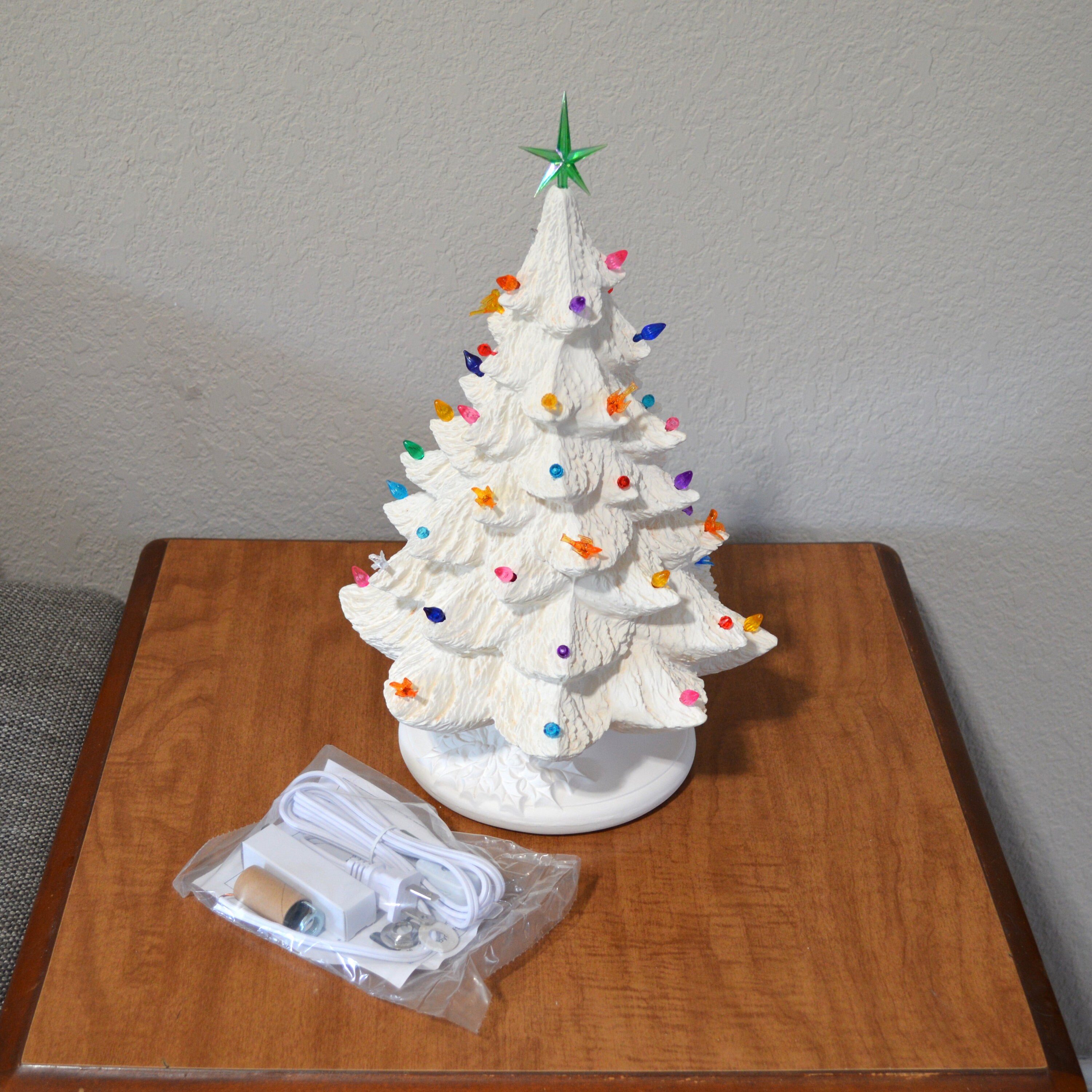 Ceramic Bisque Wee Little Kid Xmas Tree Ornament Christmas Ready to Paint 12 pc Set Handmade USA 