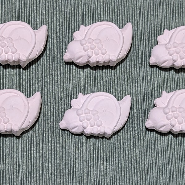 Set of 6 Ceramic Bisque Cornucopia Embossed Magnets Ready to Paint