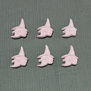 Set of Six Ceramic Bisque Witch Embossed Magnets Ready to Paint
