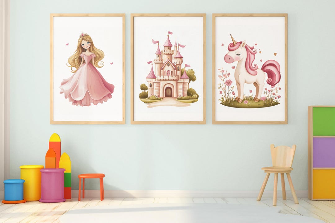 Girls Room Wall Decor - Princess Room Decor - Princess Unicorn Prints ...