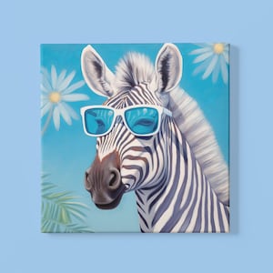 Safari Zebra Animal Art Print | Nursery Wall Art | Zebra in Glasses Safari Illustration | Funny Zebra Wall Art, download art print