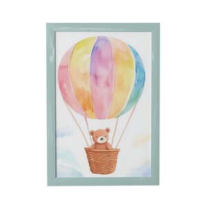 Kids Hot Air Balloon Nursery Print, Gender Neutral, Rainbow Nursery Wall Art, Teddy Bear Theme, Bear Nursery Wall, Animal Nursery Decor