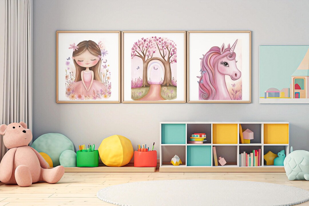 Girls Room Wall Decor - Princess Art Prints - Princess Unicorn Prints ...