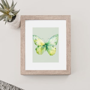 BUTTERFLY Art Print - Print Butterfly - Butterfly Original Art Print - Small Green Butterfly - Sage Butterfly Art - Downloadable Print