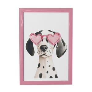 Dalmation Dog with Pink Heart Sunglasses, Nursery Animal Print, Playroom Decor, Nursery Dog Print, Cute Dog Art, Digital Download