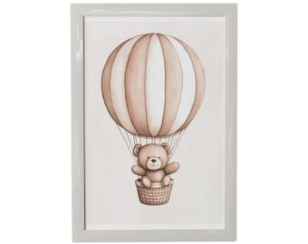 Kids Hot Air Balloon Nursery Print, Gender Neutral Nursery Decor, Teddy Bear Theme, Bear Nursery Wall, Teddy Bear Nursery Decor, PRINTABLE