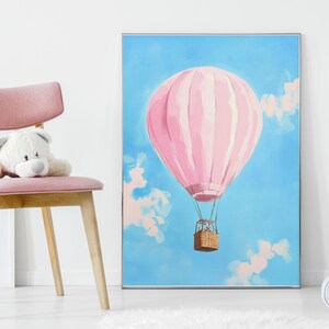 Impression de montgolfière pour chambre d'enfant, impression d'enfants vintage, oeuvre d'art de ballon pour chambre d'enfant, affiche de chambre d'enfants, art mural de salle de jeux, thème de l'aventure