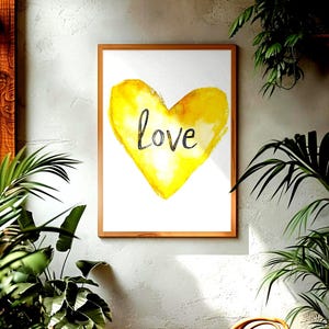 Heart Wall Art, Bedroom Decor Teens, Girls Room Decor, Yellow Heart Print for Nursery, Teenage Girl Decor, Hearts Print, Girly Wall Art