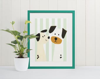 Dog Art, Nursery Animal Print, Kids Room Decor, Nursery Dog Art, Dog Printable Art, Baby Room Decor, Playroom Dog Decor, Digital Download