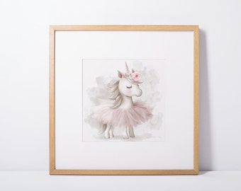 Unicorn Print -  Girls Nursery Wall Art - Unicorn Nursery Decor - Unicorn Nursery Print - Baby Unicorn Nursery Art - Ballet Dance Art