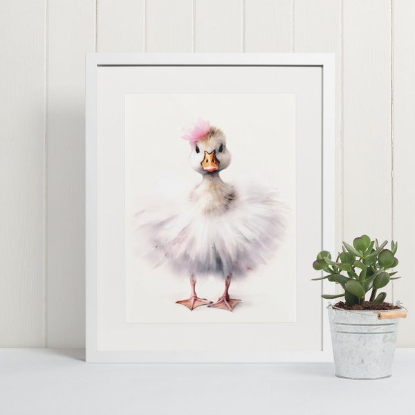 Baby Duck Print - Baby Animal Prints - Nursery Wall Art - Duck Nursery Decor - Duck Nursery Print - Baby Duck Nursery Art - Ballet Dance Art