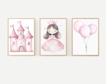 Girls room wall decor - Princess room decor - Princess Wall Art - Princess nursery decor - Castle wall art - Little girls room decor