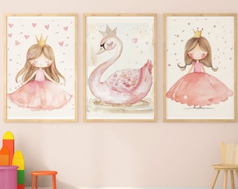 Girls room wall decor - Princess room decor - Princess prints - Princess nursery decor - Castle wall art - Little girls room decor
