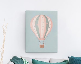 Nursery hot air balloon print, vintage kids print, baby nursery balloon artwork, Kids Room Poster, Playroom Wall Art, Adventure Theme