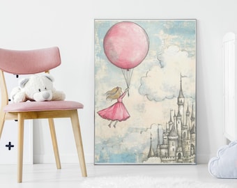 Decorazioni per la cameretta delle bambine - Decorazioni per la cameretta delle principesse - Castello stampabile - Decorazioni per la cameretta dei palloncini - Arte delle fiabe - Decorazioni per la cameretta delle bambine, digitali
