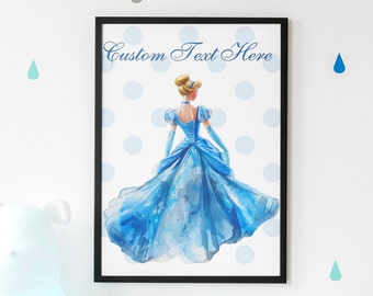 Láminas de princesas personalizadas para habitación de niñas, arte de princesas para habitación de niñas, arte mural de princesas personalizado, pinturas para habitación de niñas