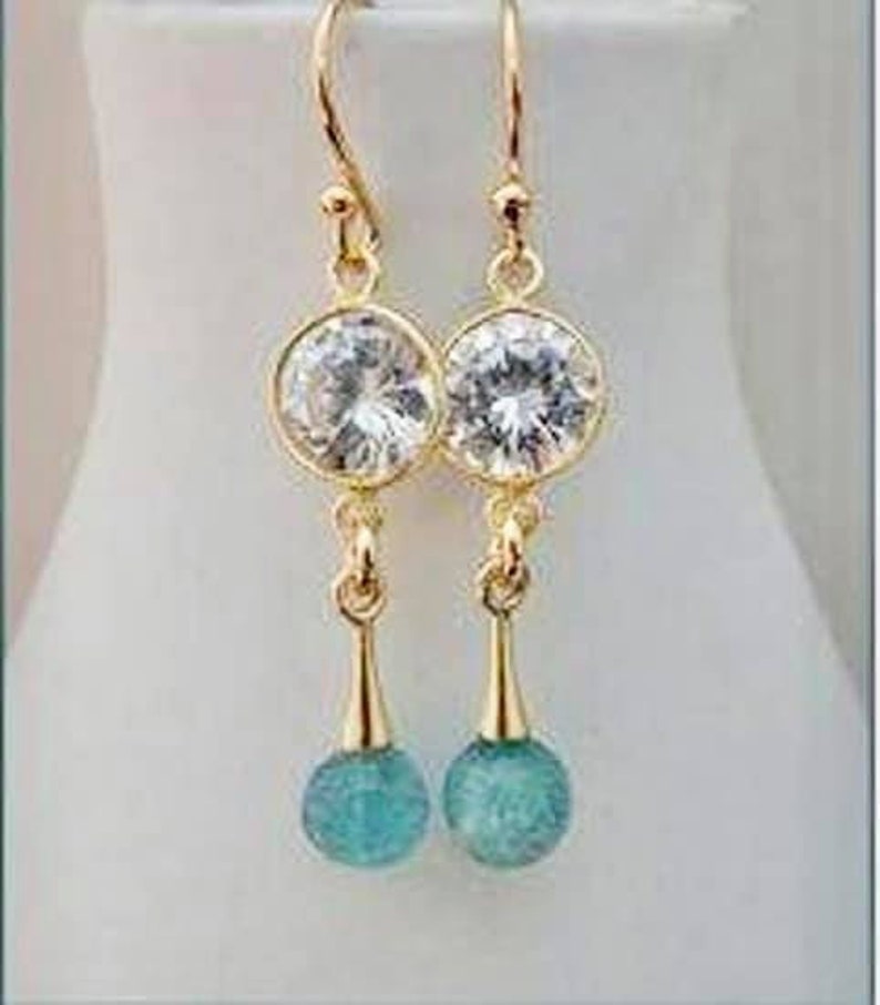 Aquamarine/Zc gold 14k over sterling silver earrings image 1