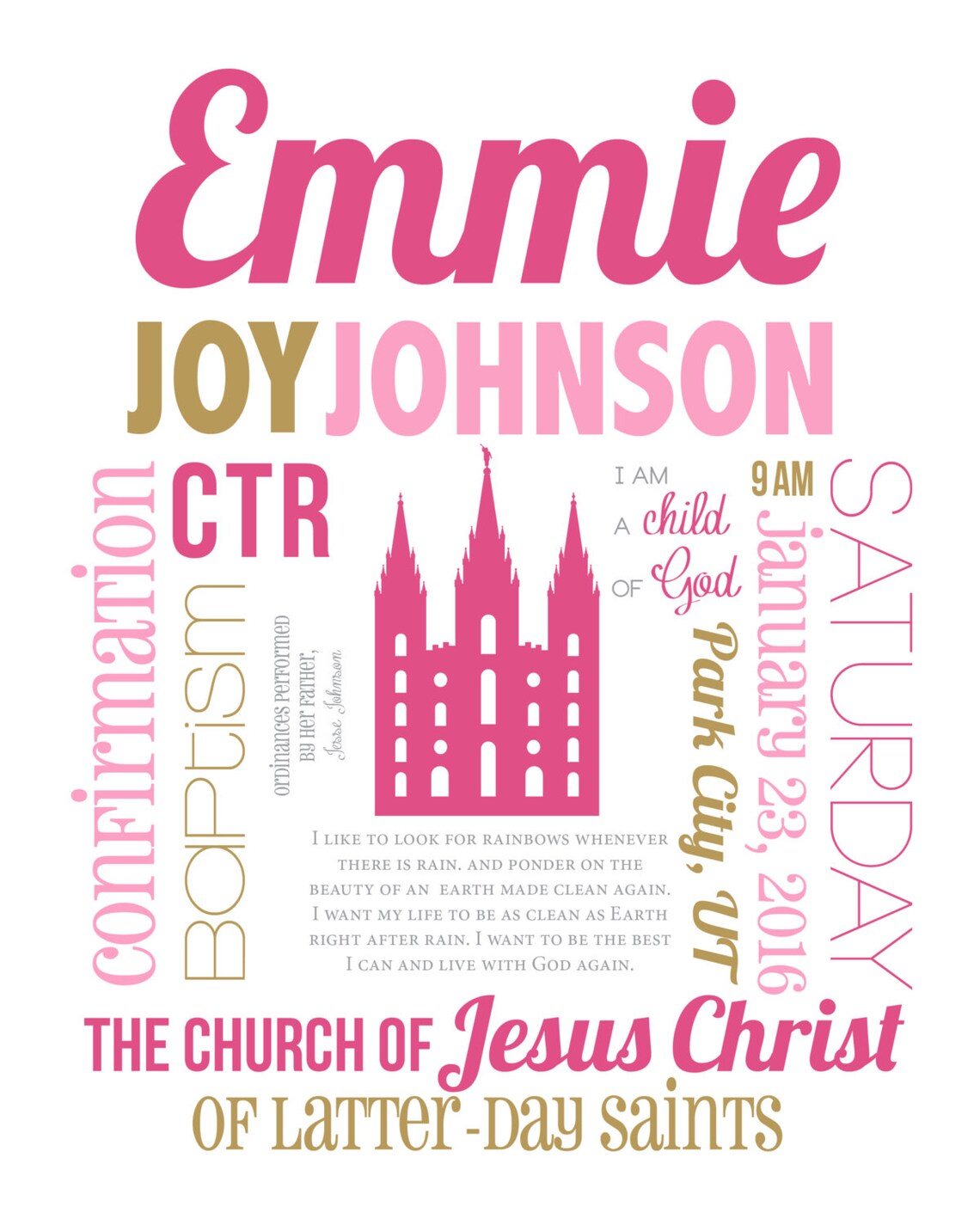 LDS Customizable Baptism Printable | Etsy