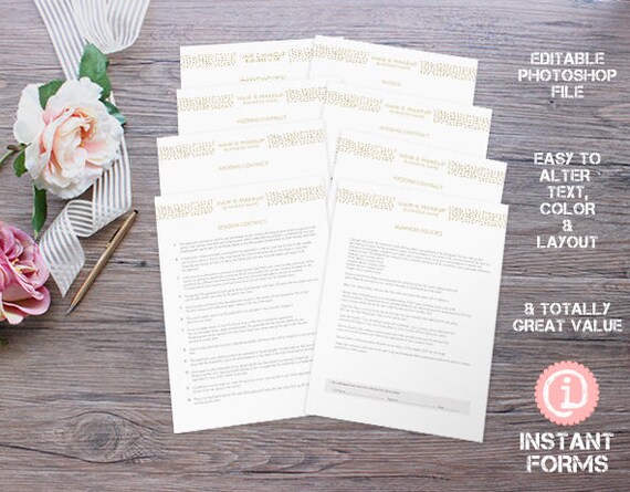 Hair Stylist And Makeup Artist Forms And Contract If259 Etsy
