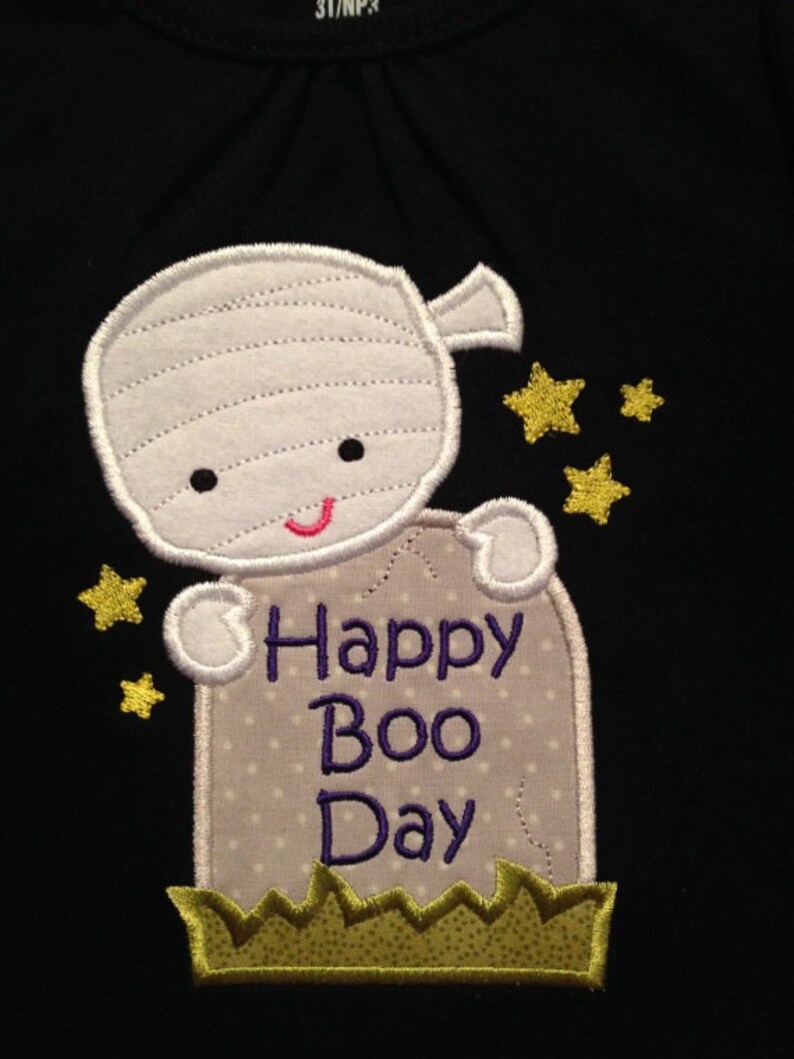 Happy boo day applique t shirt Bild 2