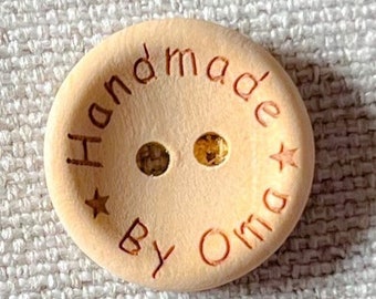 5 wooden buttons Handmade with Love by Oma