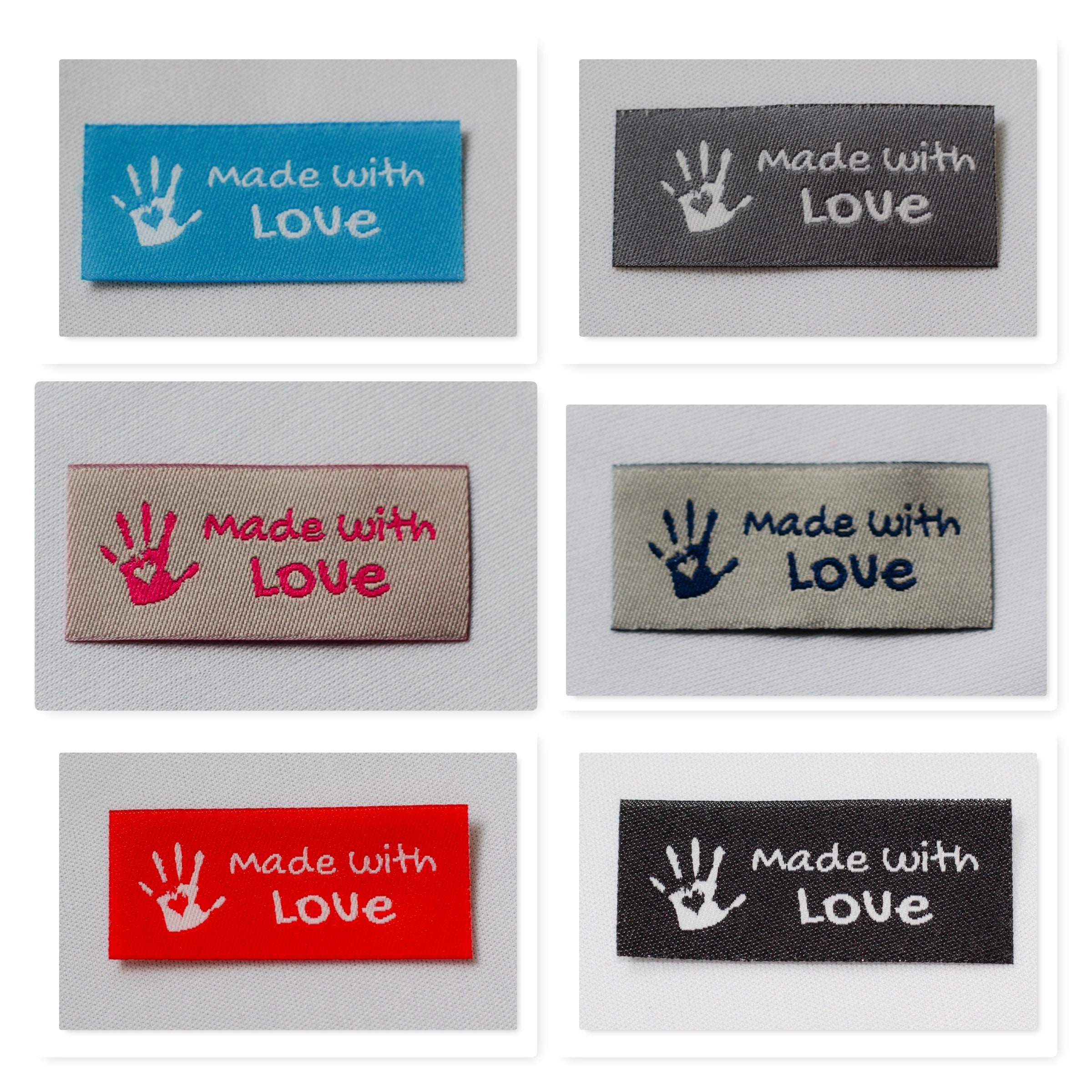 10 Handmade Label webetiketten labels Handmade with Love en azul/gris sustancia Label 10 Handmade Label webetiketten labels Handmade with Love en azul/gris sustancia Label