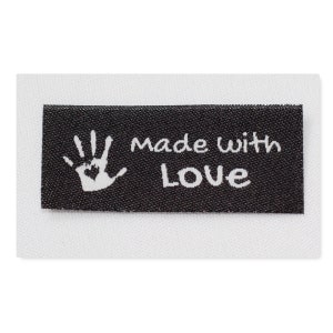 10 Handmade with Love Labels Webetikett Webetiketten, Webetikett Kleiderlabel, Stricketikett Schwarz-Weiss