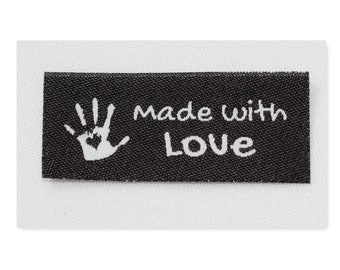 10 Handmade with Love Labels Mix - Knitting Label, Fabric Label, Clothing Label, Wovenlabel