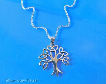 Sterling Silver Celtic Tree Neckace, Tree of Life Necklace, Filigree Tree Pendant, Sterling Silver Necklace Chain