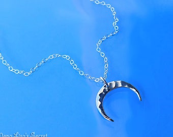 Hammered Sterling Silver Crescent Moon Necklace: Delicate Silver Jewelry