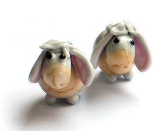 1 (one) piece Donkey handmade glass lampwork bead / Eeyore/ craft supplies/ beading/ handmade lampwork bead/ MTO